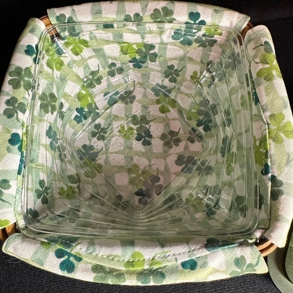 Longaberger St‎ Patricks lucky twist basket protector liner lid Shamrock knob - Picture 5 of 14